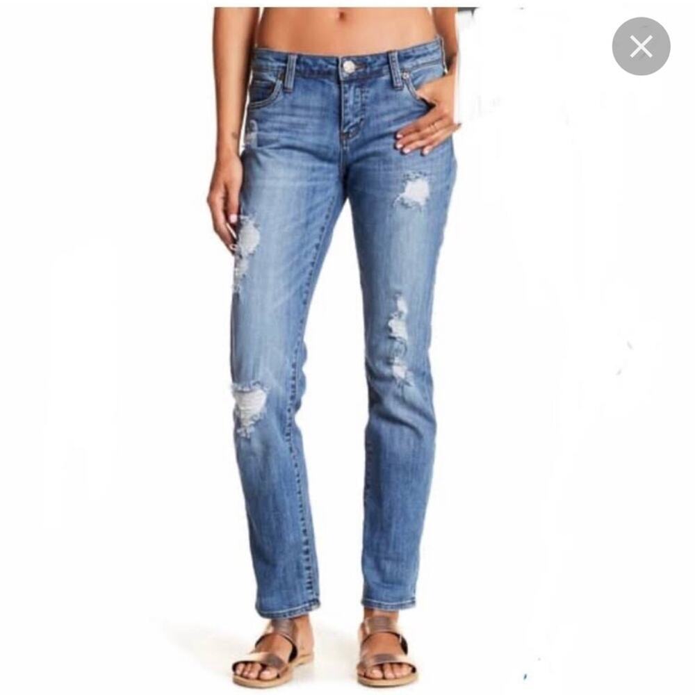 Kut From The Kloth Distressed Medium Wash Boyfriend Jeans Size 8
